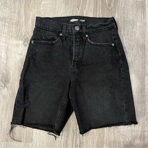 Sky-Hi Button Fly Black Denim Shorts